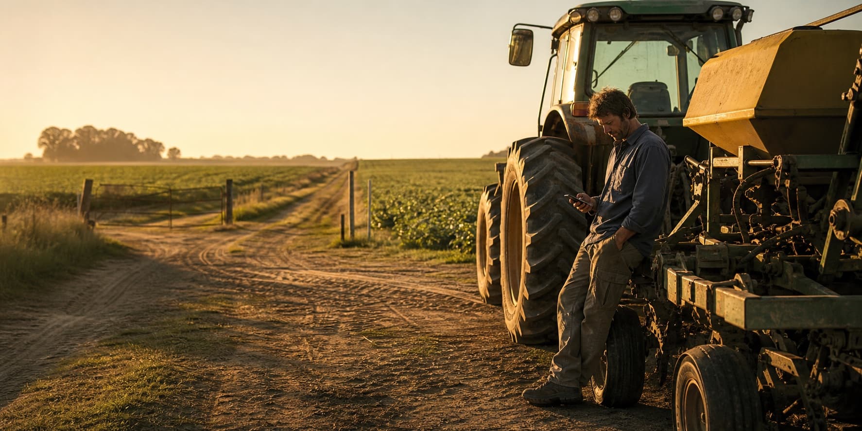 Contratista preparando el traslado de su maquinaria hacia otro trabajo rural